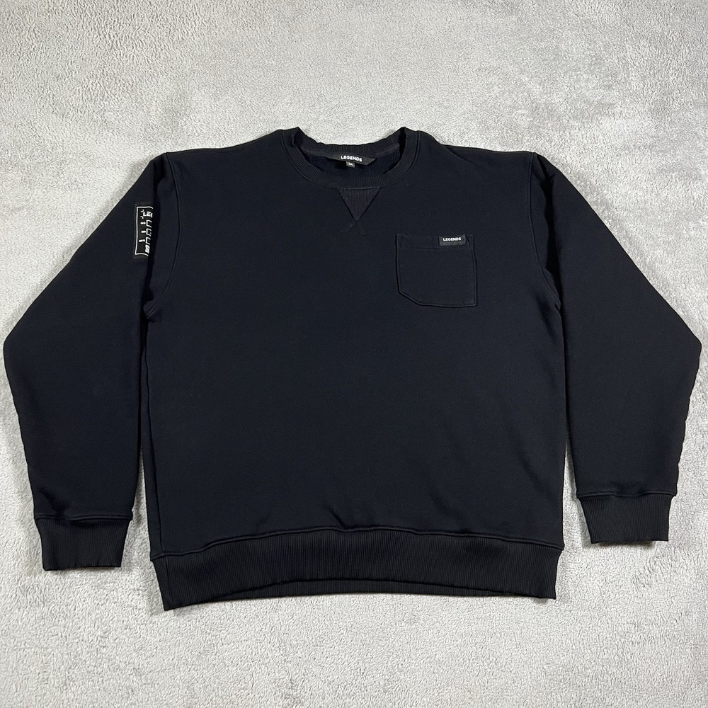 Legends Sweatshirt Mens Medium Black Fleece Sweater Pullover Crew Neck FairFax